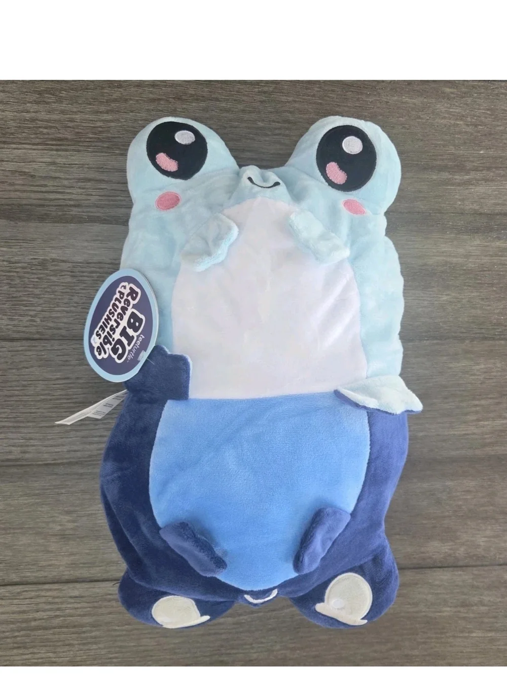 Tee Turtle TeeTurtle Big Reversible Plushies Blue Frog Happy Sad Face New NWT